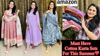 Summer Special Amazon Cotton Kurta Set HaulGown, Anarkali Kurta Set, Kurta Pant With Dupatta Haul