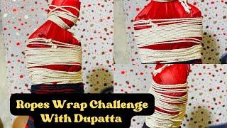 Ropes Wrap Challenge on Dupatta | Escape Challenge | #aqsaadil #viralvideo #gag #awareness