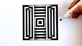 Anamorphic illusion drawing on paper | op art tutorial | 3d drawing