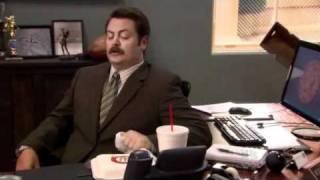 Parks and Recreation: Ron tries to eat with a hernia