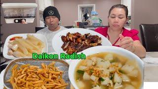 Sweet and Sour Pickle Daikon Radish and Fried Chicken ,Soup Daikon Radish