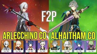 F2P Arlecchino C0 White tassel & Alhaitham C0 Harbinger Spiral abyss floor 12 Genshin Impact