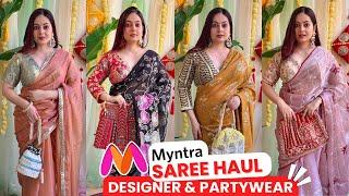 Myntra Designer Saree Haul under Budget | Designer Blouses | Party Wear Sarees for Wedding Season