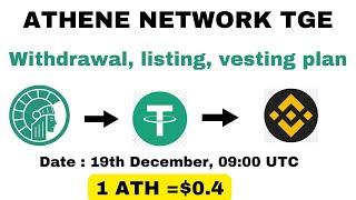 ATHENE NETWORK TGE : WITHDRAWAL AND LISTING, 19TH DECEMBER