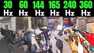 Overwatch 2 30hz vs 60hz vs 144hz vs 165hz vs 240hz vs 360hz