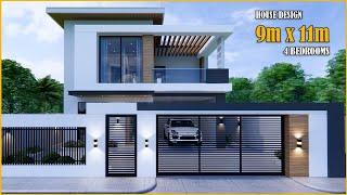 Biệt Thự 2 Tầng Phong Cách Hiện Đại Mặt Tiền 9m | Modern House 4 Bedrooms