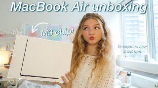 MACBOOK AIR M3 UNBOXING & REVIEW! (13-inch in Midnight) aesthetic customization & set-up 2024 