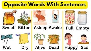 Opposite Words in English | Antonyms for Kids | Opposite Words with Sentences