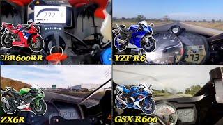 CBR600RR ️ YZF R6 ️ ZX6R ️ GSX R600 | Top Speed & Acceleration 