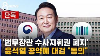 [단독] 대검, '윤석열 공약' 법무장관 수사지휘권 폐지에 "동의" / SBS