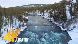 4K Drone Footage - Birds Eye View of Snow-Covered Eastern Washington - 4 Hours