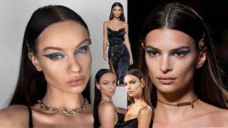 Emily Ratajkowski Versace makeup tutorial