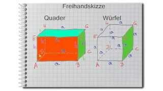 Freihandskizze von Quader und Würfel