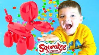 CALEB PRETEND PLAY with NEW SQUEAKEE Balloon Dog TOY!