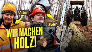 Baum fällen mit Kettensäge und Traktor: Bauer Michel macht Holz I Hundert Hektar Heimat