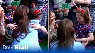 Sweet moment Kate Middleton hugs young royal fan after she stars crying