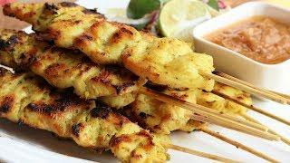 Satay Chicken Recipe (w/ Peanut Dipping Sauce)
