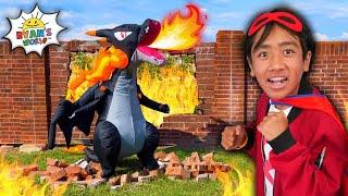 Ryan VS Fire Breathing Dragon! Superhero Challenges in Medieval Times!