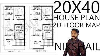 20X40 House plan map by nikshail