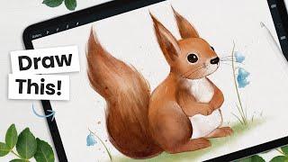 How To Draw A Cute Watercolor Squirrel ️ Easy and fun!