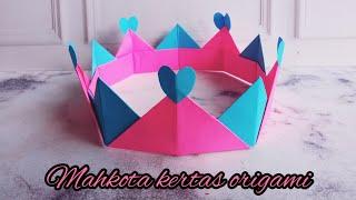 Tutorial cara membuat mahkota drai kertas lipat origami / topi dari kertas origami