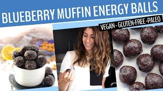 BLUEBERRY ENERGY BALLS RECIPES | A healthy + vegan snack recipe