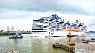 Manobra de giro do navio MSC Splendida em Itajaí