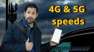 Average 4G and 5G mobile data speeds