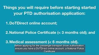 DoTDirect   How to Apply for a PTD Authorisation