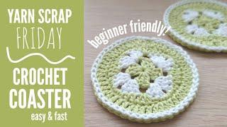 Fast, Easy, Beginner Friendly Crochet Coaster! Granny Squares in Circles | Yarn Scrap Friday