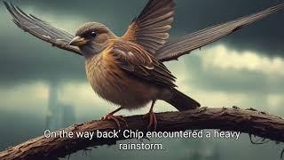 The Bird Foraging During a Storm