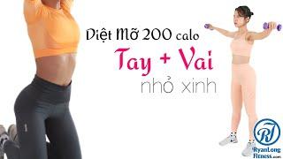 Diệt Mỡ 200 Calo 10 Phút - Nữ Tập TẠ Tay Vẫn Thon - Vai Vẫn Nhỏ Xinh #ryanlongfitness