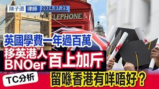 移英港人 BNOer悲歌｜英國私校 學費一加再加！｜牛津劍橋跳板 一年最少150萬港元？｜TC分析：海外升學支出大 已超出香港中產負擔｜香港小班教學 教育質素不斷提升｜移民｜陳子遷律師 TC Chan