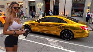 Обнищавшие от санкций  россияне ездят на золотых мерседесах.Russians on golden Mercedes.Sanctions