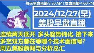 美股直播12/26[复盘] 连续两天低开, 多头趋势钝化, 接下来多空双方都在等哪个技术面信号?周五美股新闻与分析总汇