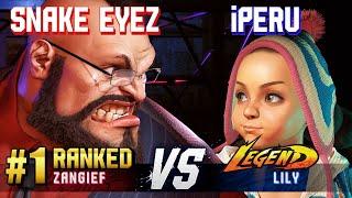 SF6 ▰ SNAKE EYEZ (#1 Ranked Zangief) vs IPERU (Lily) ▰ High Level Gameplay
