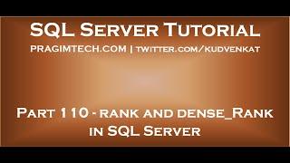 Rank and Dense Rank in SQL Server