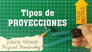 TIPOS de PROYECCIONES CILÍNDRICAS y CÓNICAS resumen en Geometría descriptiva Dibujo técnico