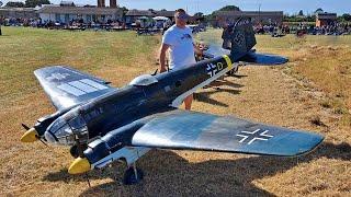 HEINKEL HE 111 BOMBER + 2 x STUKA DIVEBOMBERS DISPLAY AT STOW MARIES RC MODEL AIRCRAFT EVENT - 2024