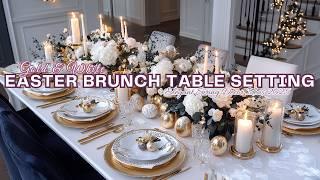 Glamorous Gold & White Easter Brunch Table Setting | Elegant Spring Decor Ideas 2025