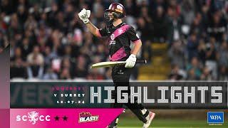 HIGHLIGHTS: Somerset chase down 182 against Surrey in the Vitality Blast