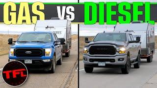 Diesel Ram 2500 Cummins vs Ford F-150 Hybrid Towing Smackdown - Which One Is The MPG Champ?