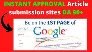 Free Article submission sites DA 90+ with instant approval - Off page SEO techniques