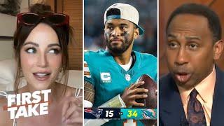 FIRST TAKE | "Tua Tagovailoa belongs in the MVP race!" - Kay Adams on Dolphins crush Patriots 34-15