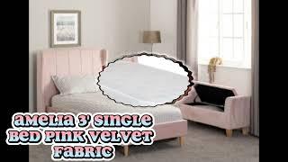 Amelia 3' Single Bed Pink Velvet Fabric/ Single bed frame