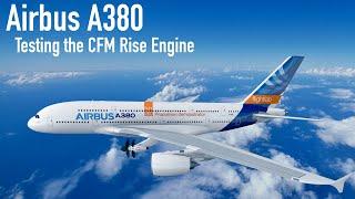 Airbus A380: CFM Rise engine on Airbus A380 at Farnborough Airshow 2022