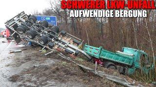 [SCHWERER LKW-UNFALL AUF DER A3!] - Umfangreiche & mehrstündige Bergung des verunglückten Lastwagen