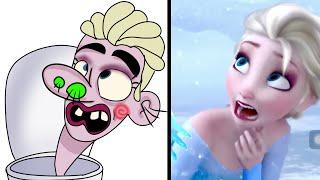 SKIBIDI TOILET ELSA DRAWING MEME | Elsa and Anna funny faces