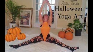 Reba Fitness | Halloween Yoga Art | Hip Stretching | Yoga Flow in Bodysuit & Stockings | No Music