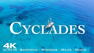 [4K] CYCLADES  Κυκλάδες 2024 | 2½ HOUR Drone Aerial of Santorini Mykonos Milos & Naxos | Greece